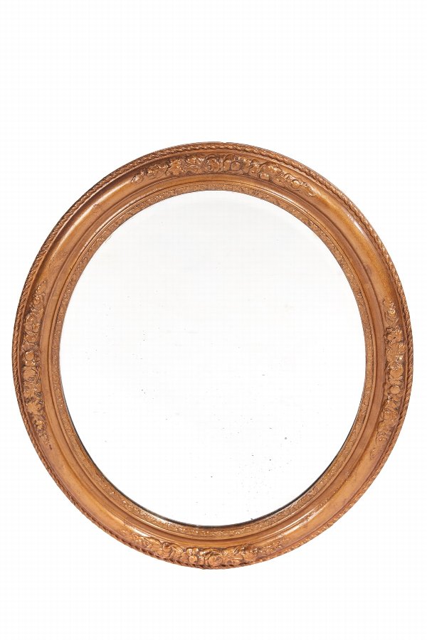 Antique Carved Gilt Oval Wall Mirror