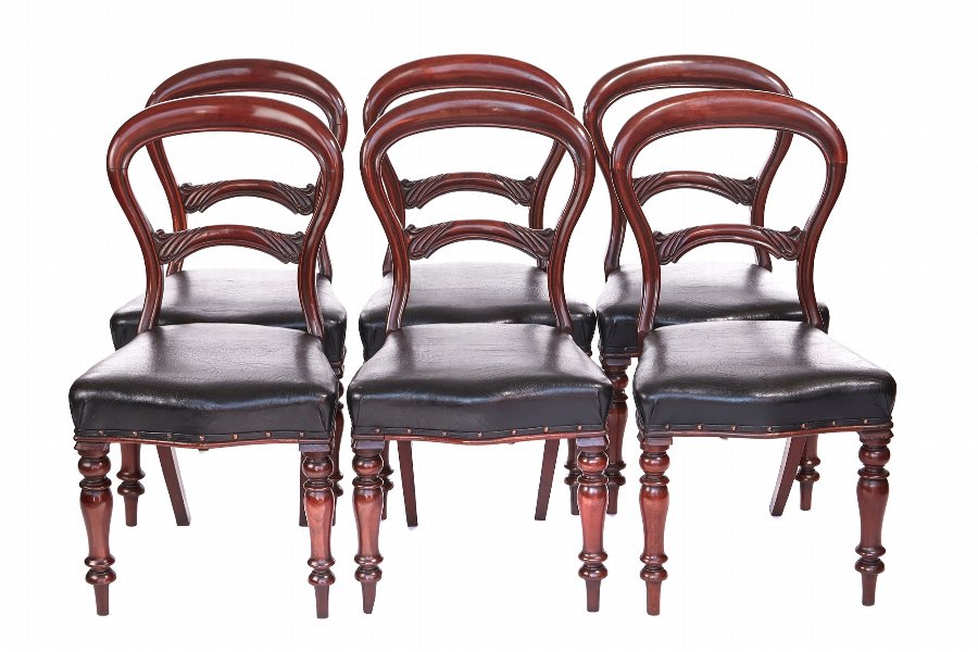 Quality Set Of Six Victorian Mahogany  Balloon Back Chairs