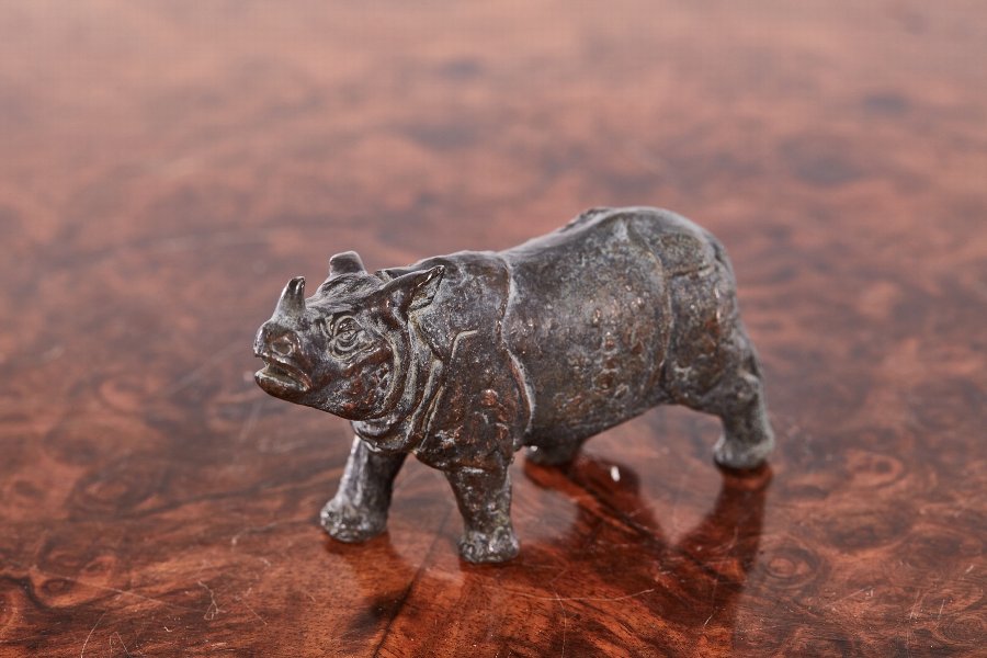 Antique Miniature Bronze Rhino