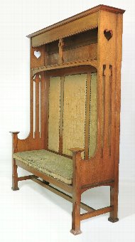Large Arts & Crafts Oak Settle Glasgow School