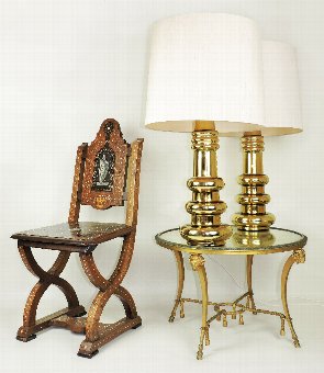1960s Pair of Large KALMAR Gold Glass Lamps