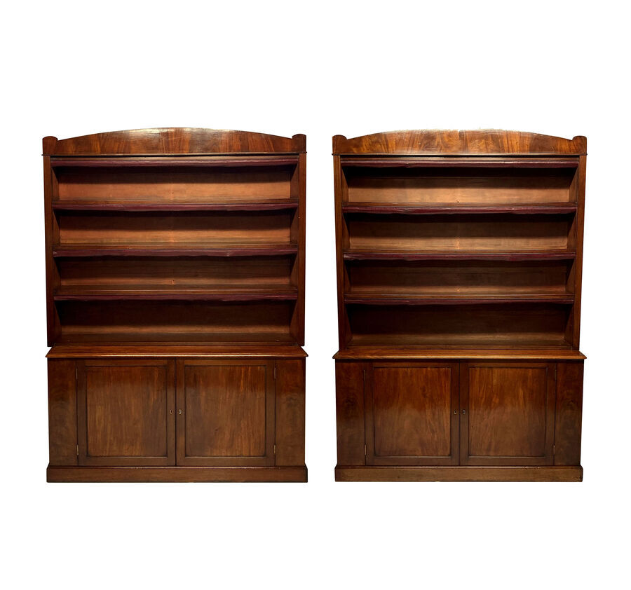 Antique A PAIR OF LARGE ENGLISH MAHOGANY BOOKCASES