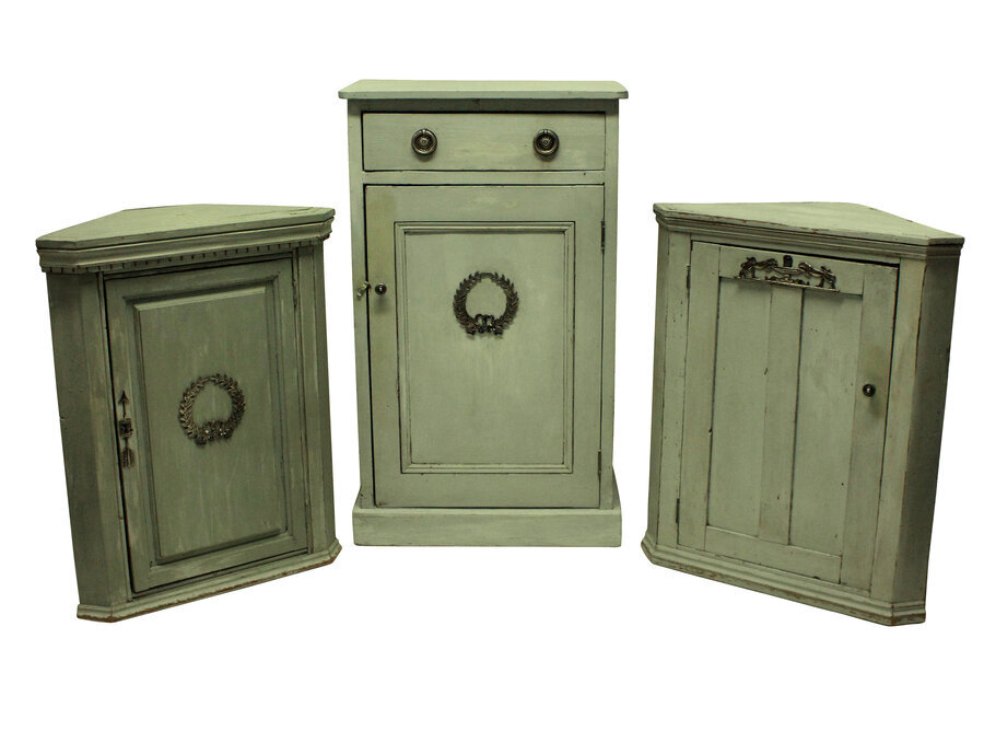 THREE SWEDISH PAINTED CUPBOARDS