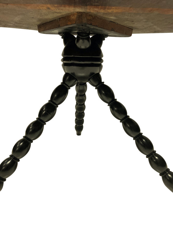 Antique A BLACK LACQUERED TRIPOD OCCASIONAL TABLE