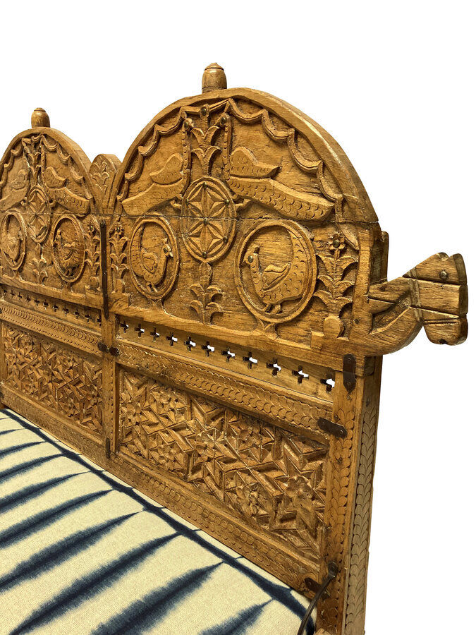 Antique AN INDIAN CARVED TEAK FLOOR SEAT
