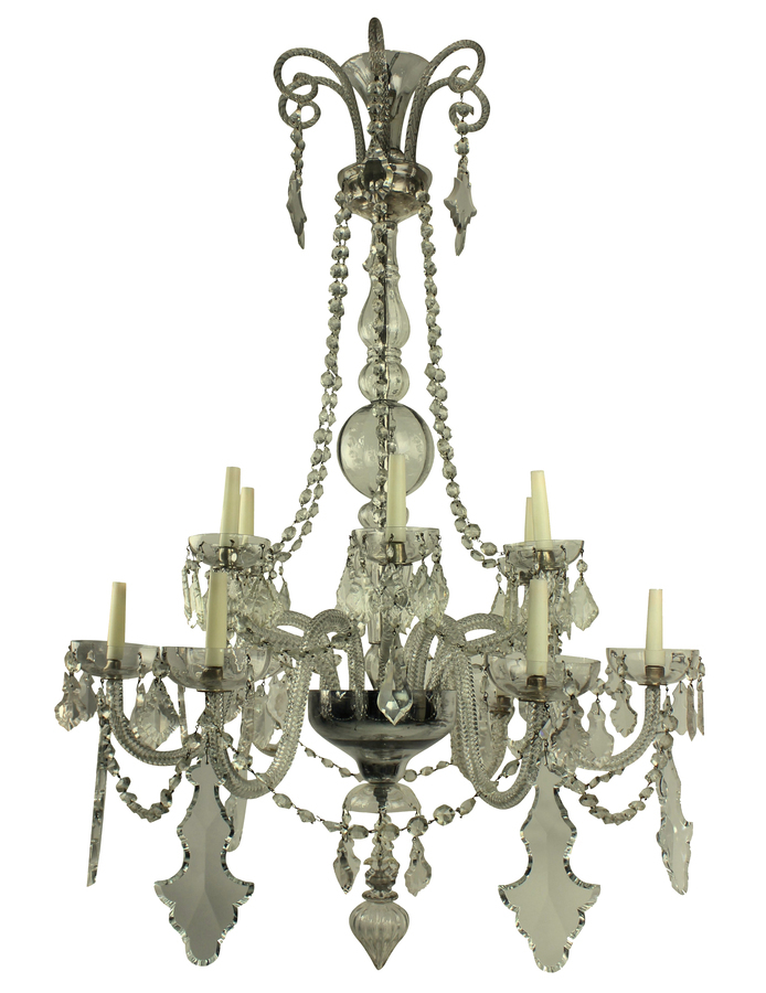 A LARGE FRENCH CUT GLASS CHANDELIER