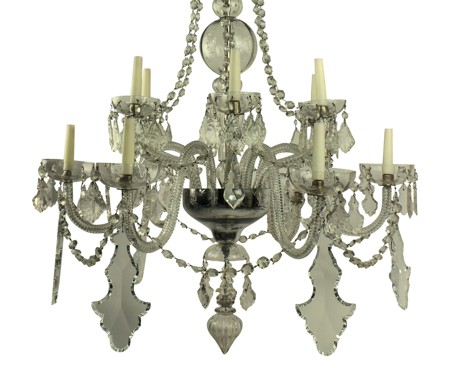 Antique A LARGE FRENCH CUT GLASS CHANDELIER