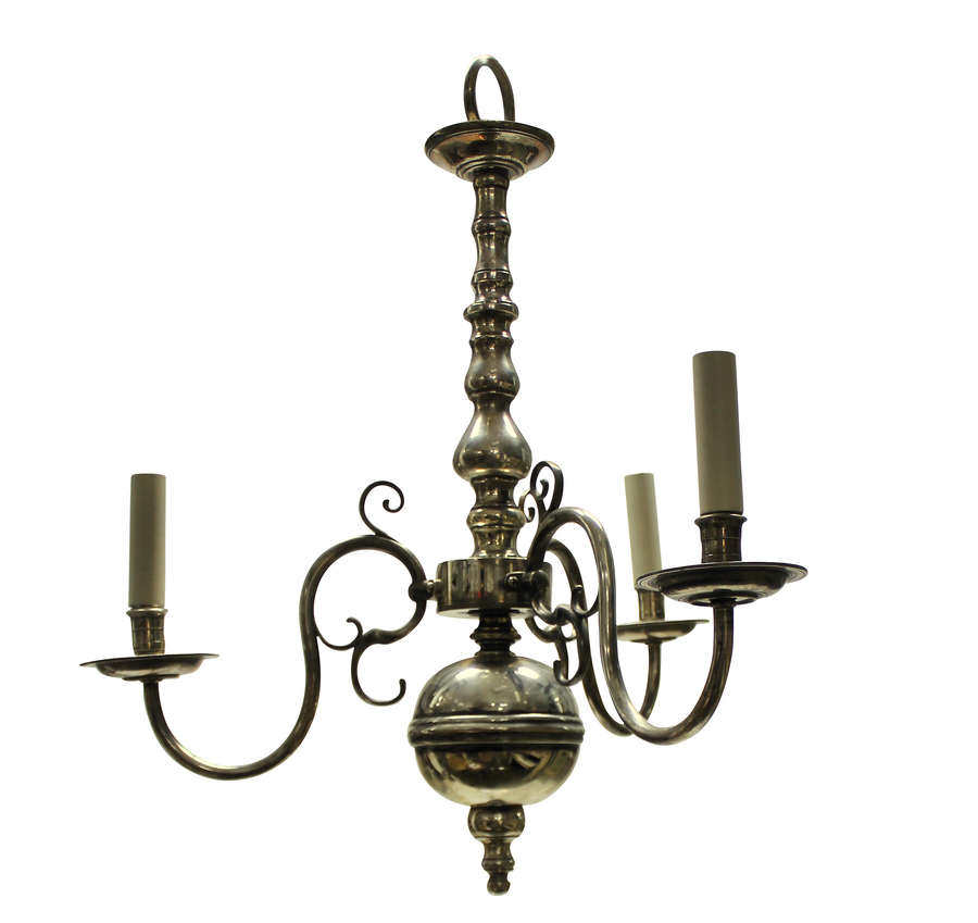 AN ENGLISH SILVER PLATED THREE BRANCH CHANDELIER