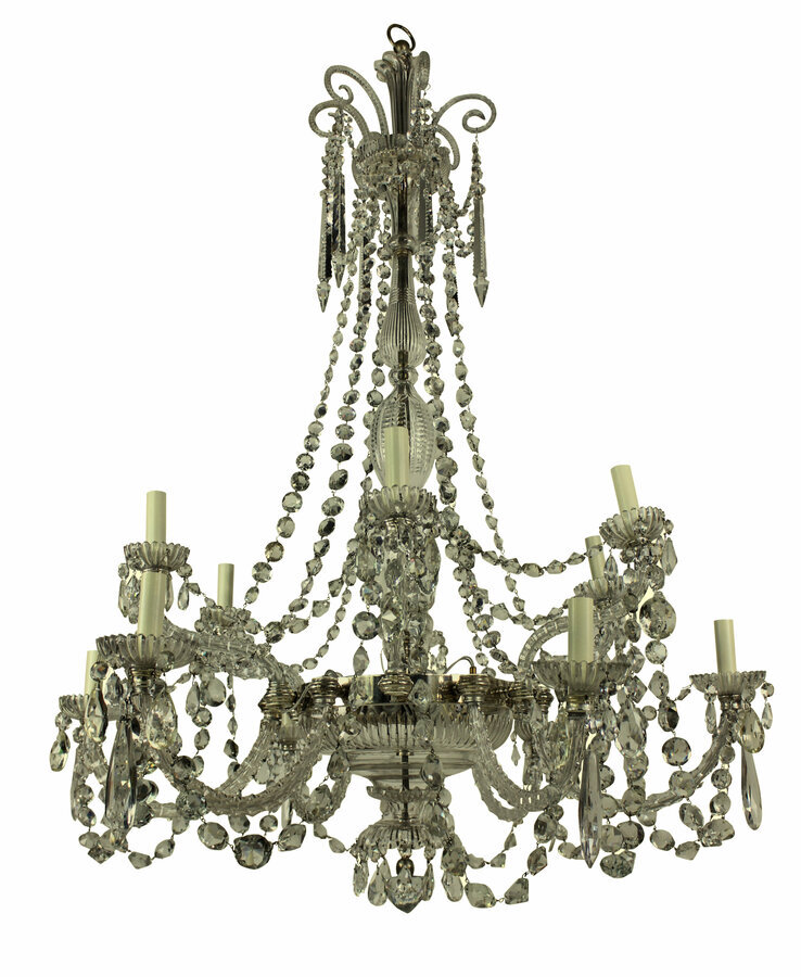 FINE XIX CENTURY ENGLISH CUT GLASS CHANDELIER BY PERRY & CO