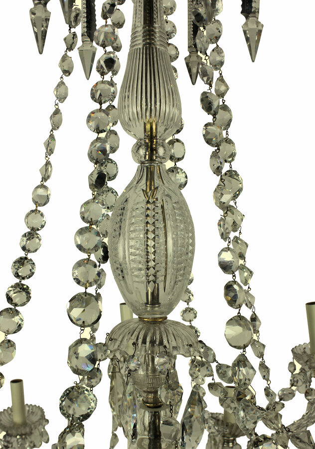 Antique FINE XIX CENTURY ENGLISH CUT GLASS CHANDELIER BY PERRY & CO