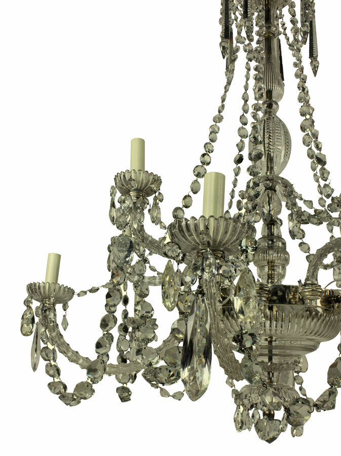 Antique FINE XIX CENTURY ENGLISH CUT GLASS CHANDELIER BY PERRY & CO