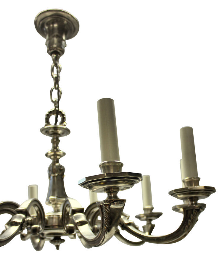 Antique A TEN BRANCH SILVER PLATED CHANDELIER