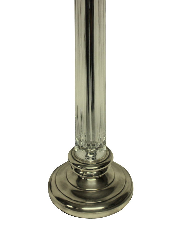 Antique A PAIR OF CUT GLASS & SILVER COLUMN LAMPS