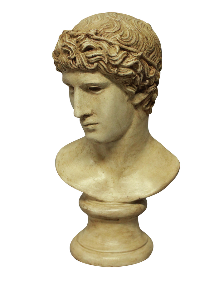 Antique A PAINTED PLASTER HEAD OF A ROMAN YOUTH