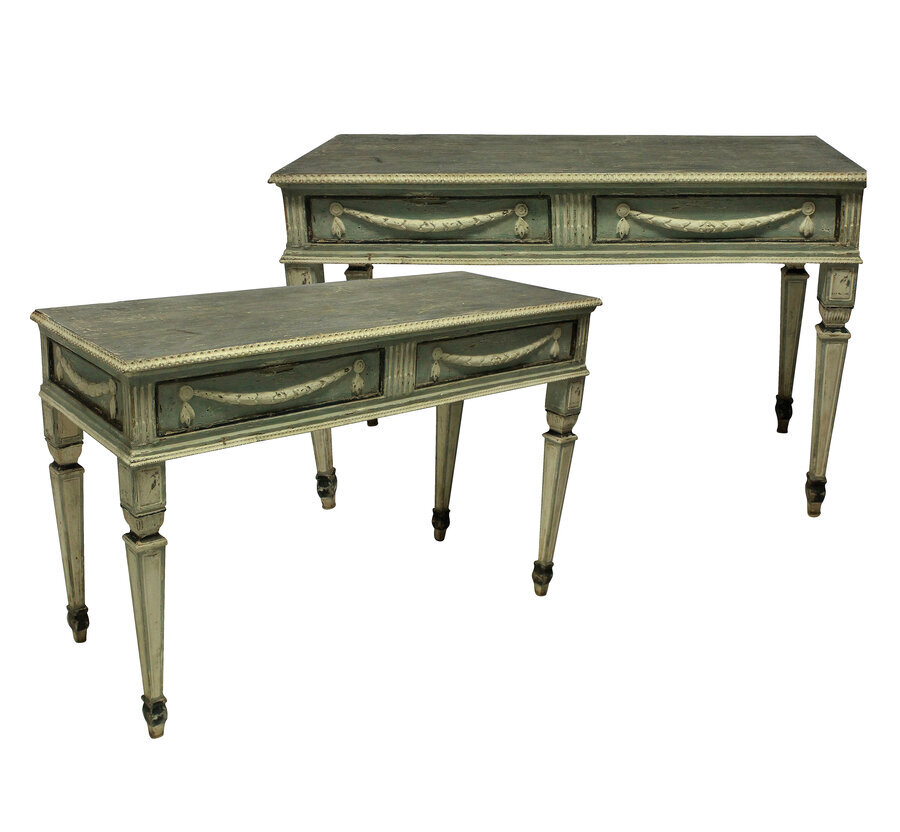 Antique A PAIR OF LARGE XVIII CENTURY NORTHERN ITALIAN NEO-CLASSICAL CONSOLE TABLES