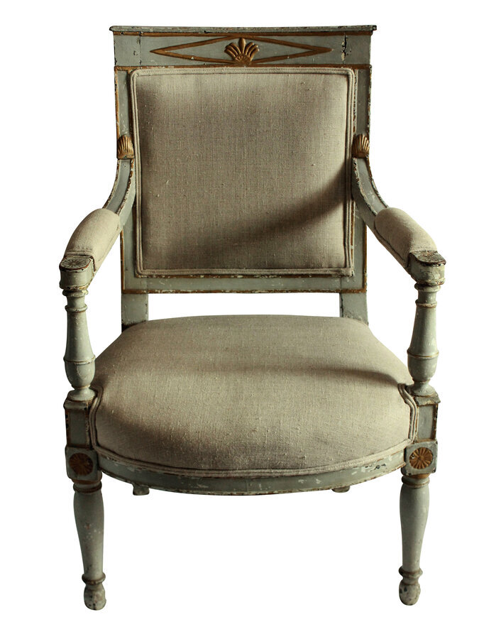 AN EARLY XIX CENTURY SWEDISH DESK CHAIR