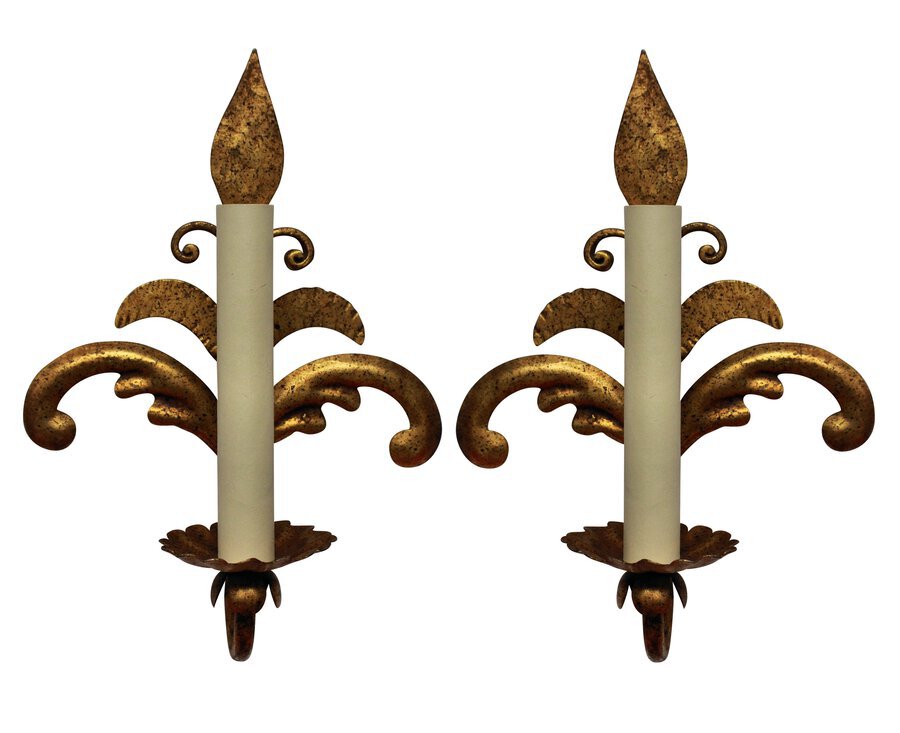 PAIR OF FRENCH GILT METAL SCONCES