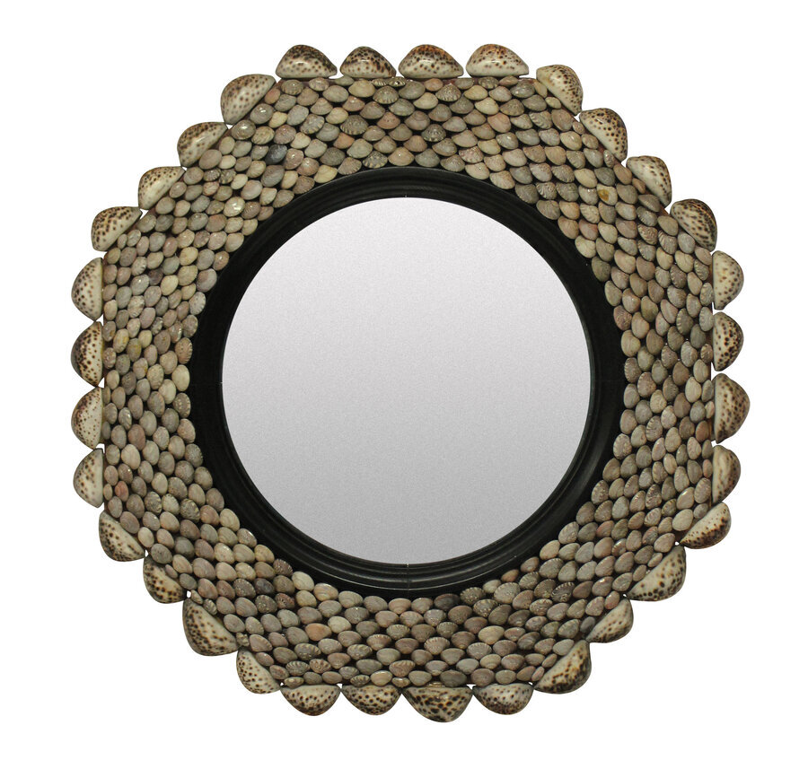 A MID CENTURY OCTAGONAL SHELL CONVEX MIRROR