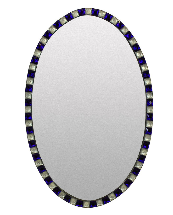 Antique A PAIR OF GEORGIAN STYLE IRISH MIRRORS WITH COBALT GLASS & ROCK CRYSTAL FACETED BORDER