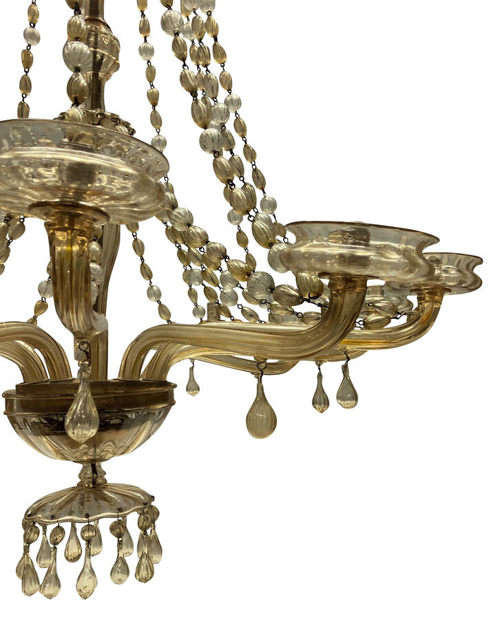 Antique A LARGE GOLD TINTED CHANDELIER BY FRATELLI TOSO