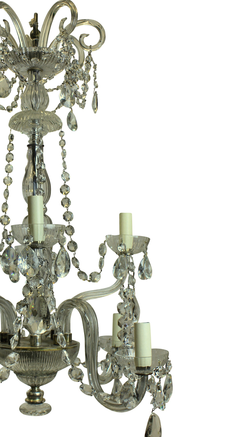 Antique A FRENCH CUT GLASS CHANDELIER