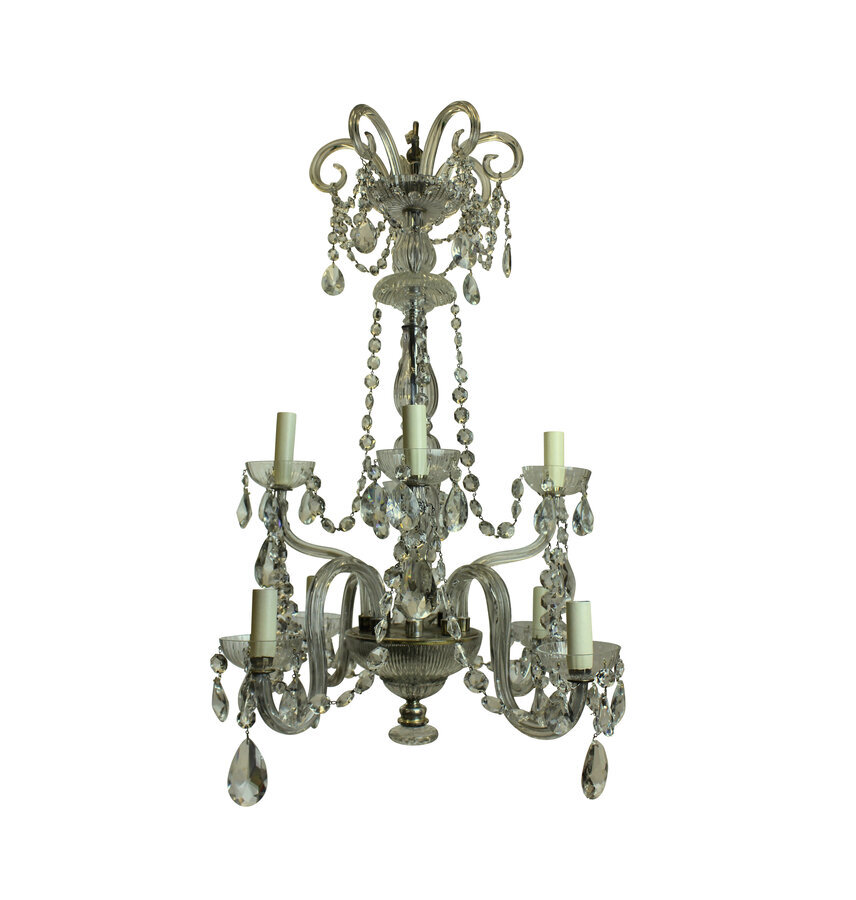 Antique A FRENCH CUT GLASS CHANDELIER