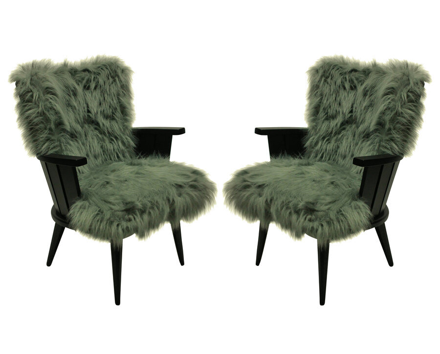 A PAIR OF UNUSUAL FRENCH MID-CENTURY ARMCHAIRS