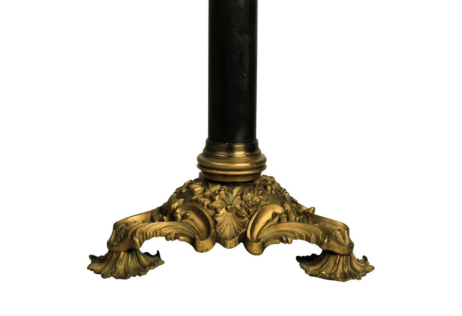 Antique AN ENGLISH BRONZE & ORMOLU LAMP