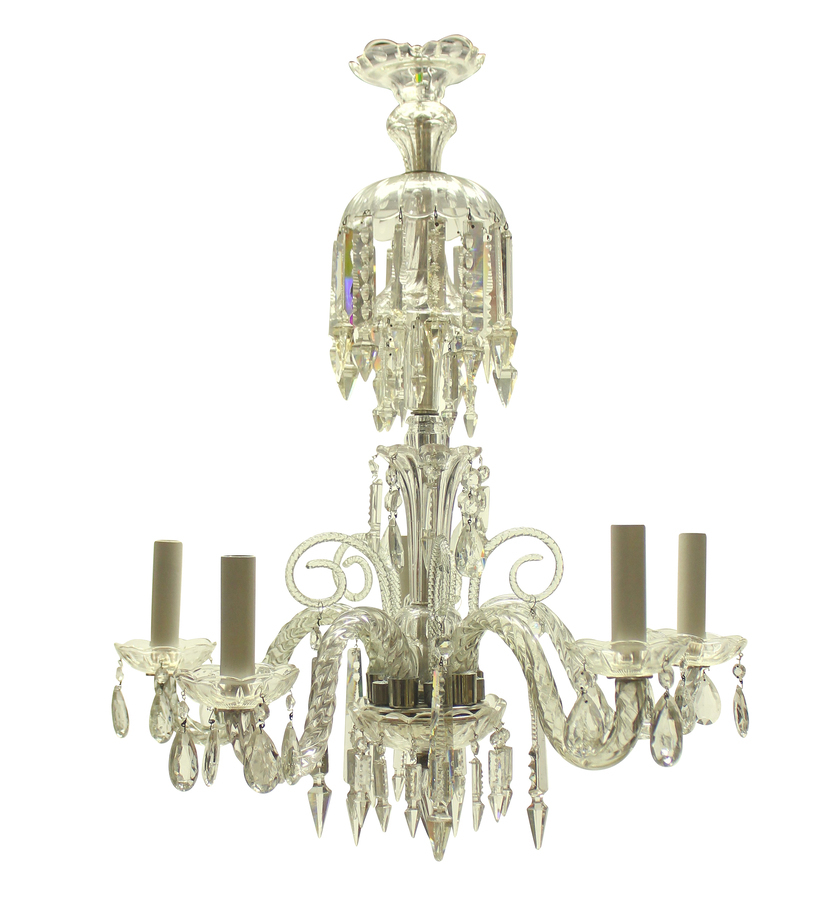 A SMALL ENGLISH CUT GLASS CHANDELIER