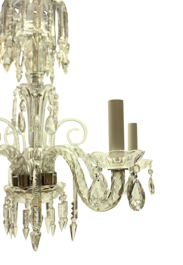 Antique A SMALL ENGLISH CUT GLASS CHANDELIER