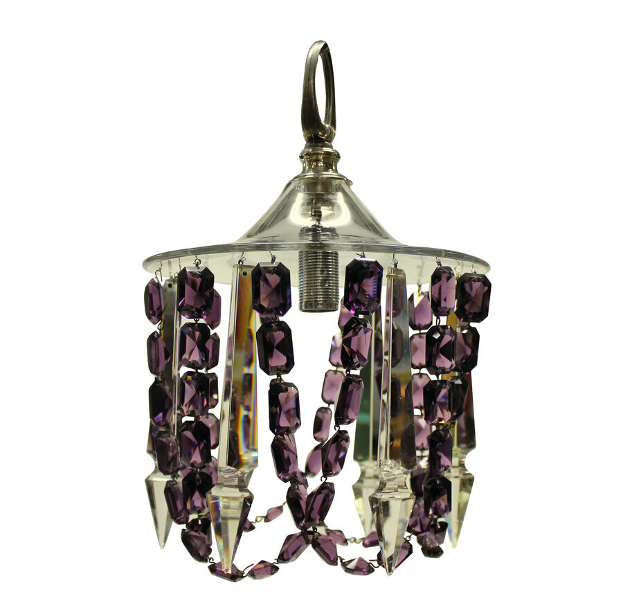 Antique A PAIR OF SMALL CUT GLASS CEILING LIGHTS IN AMETHYST