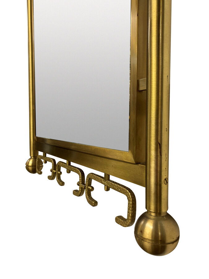 Antique A MID-CENTURY ITALIAN MIRROR IN BRUSHED BRASS