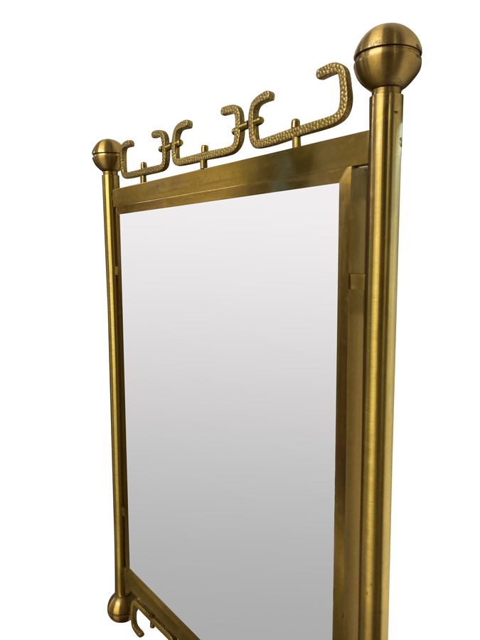 Antique A MID-CENTURY ITALIAN MIRROR IN BRUSHED BRASS