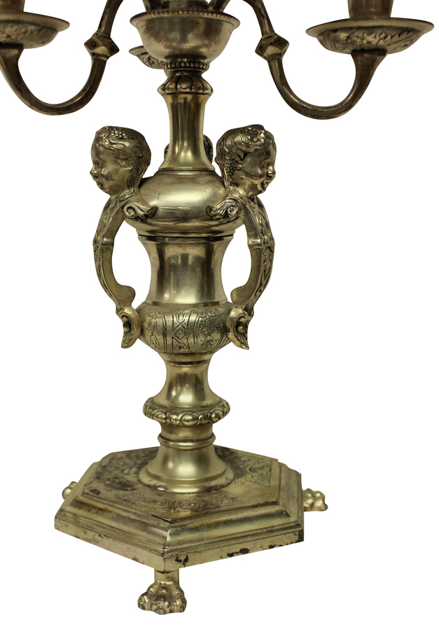 Antique A SILVER PLATED BRONZE BOUILLOTTE LAMP