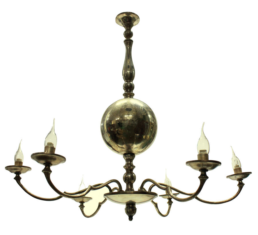 A FRENCH MID-CENTURY SILVER CHANDELIER