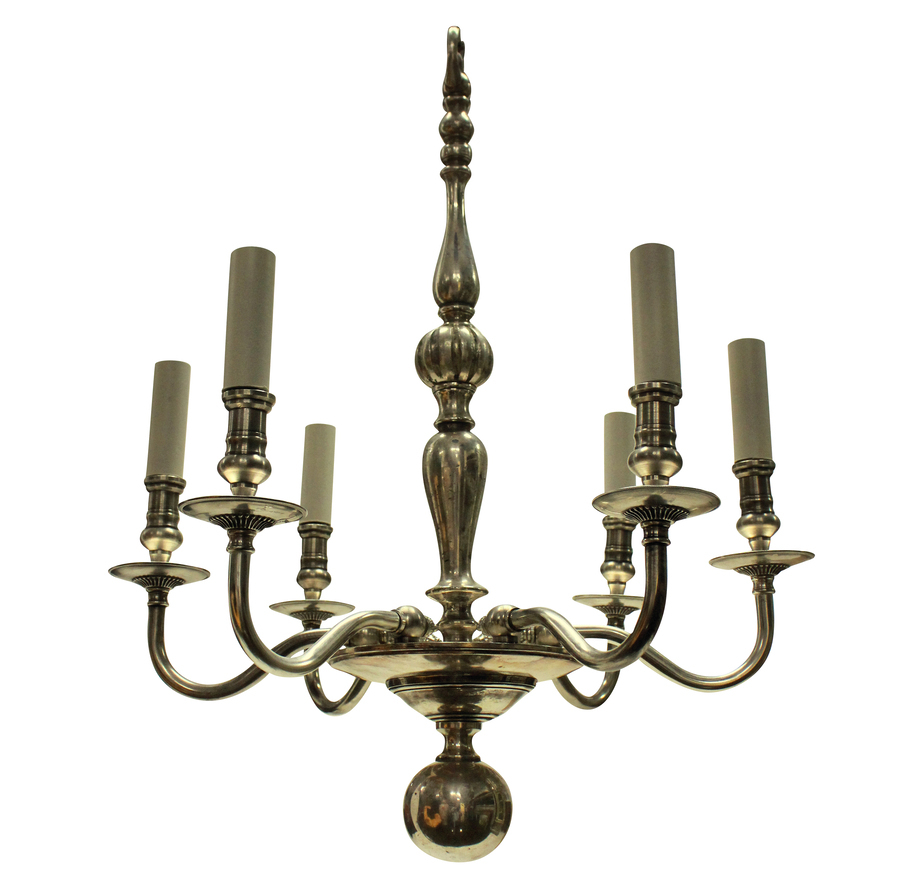 AN ENGLISH SILVER PLATED CHANDELIER