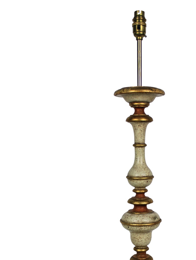 Antique A FLORENTINE PAINTED & GILDED LAMP