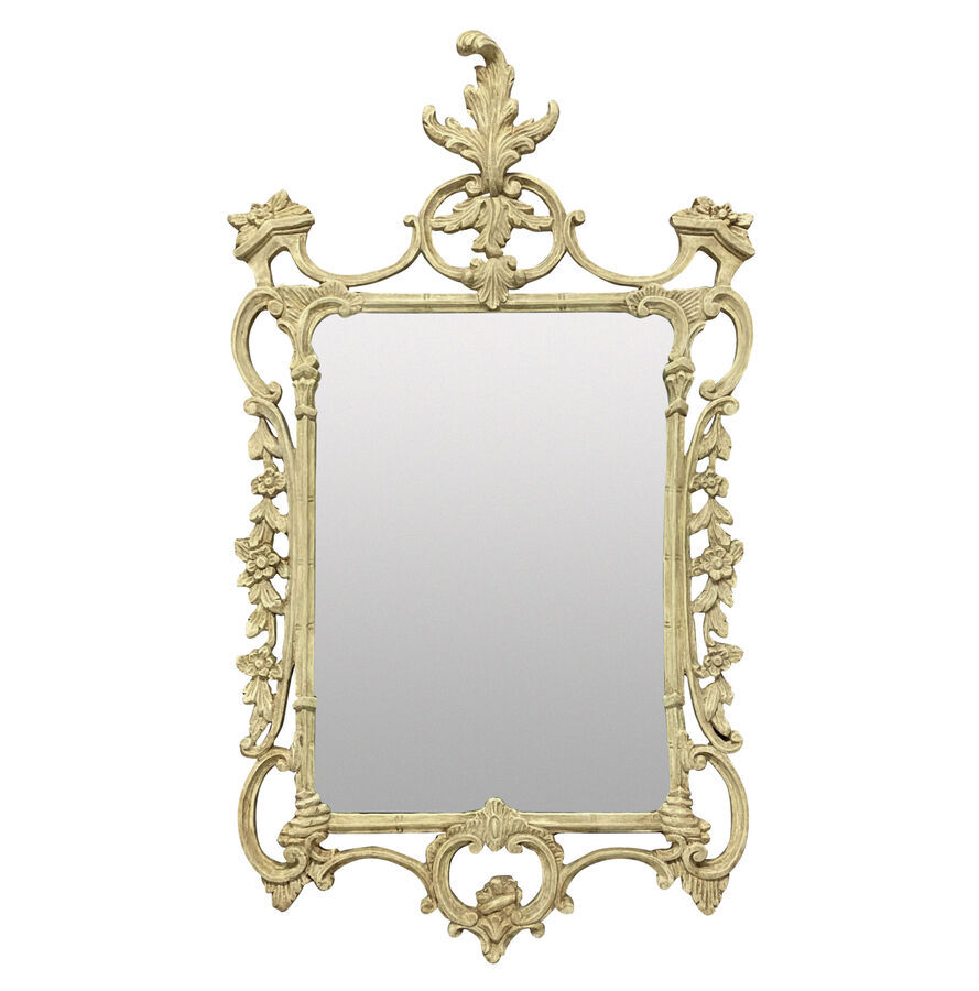 AN ENGLISH CARVED & PAINTED CHIPPENDALE STYLE MIRROR