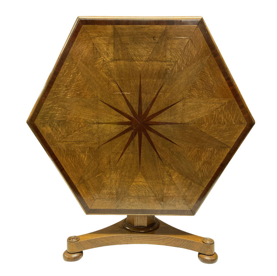 A WILLIAM IV HEXAGONAL GEOMETRIC CENTRE TABLE