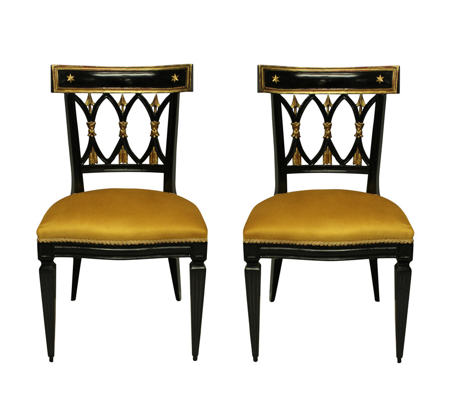 Antique A PAIR OF FRENCH EMPIRE REVIVAL HALL CHAIRS