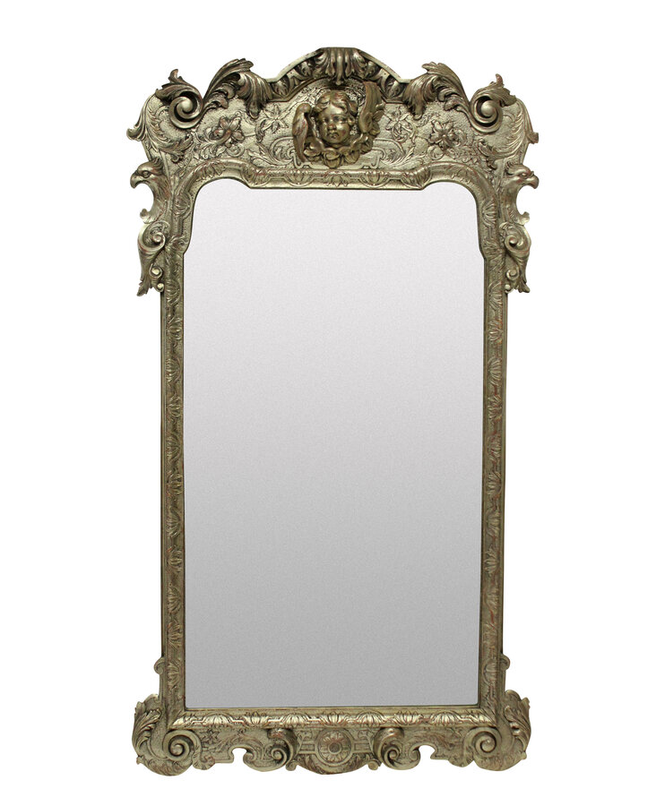 Antique A QUEEN ANNE STYLE SILVERED MIRROR