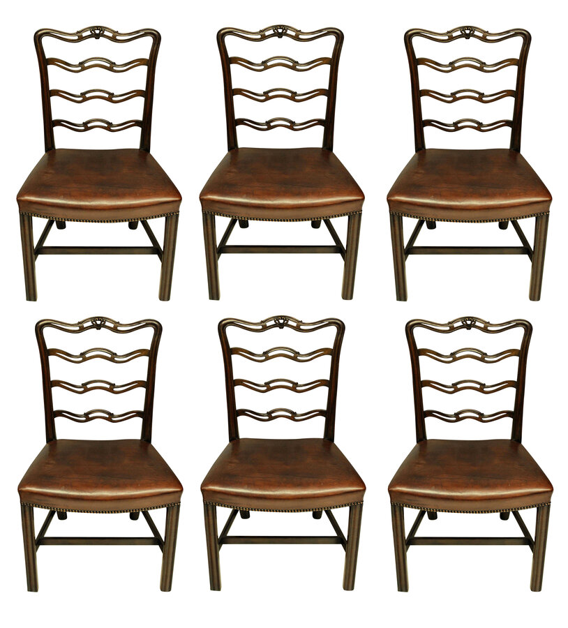 Antique A SET OF SIX GEORGE III STYLE DINING CHAIRS