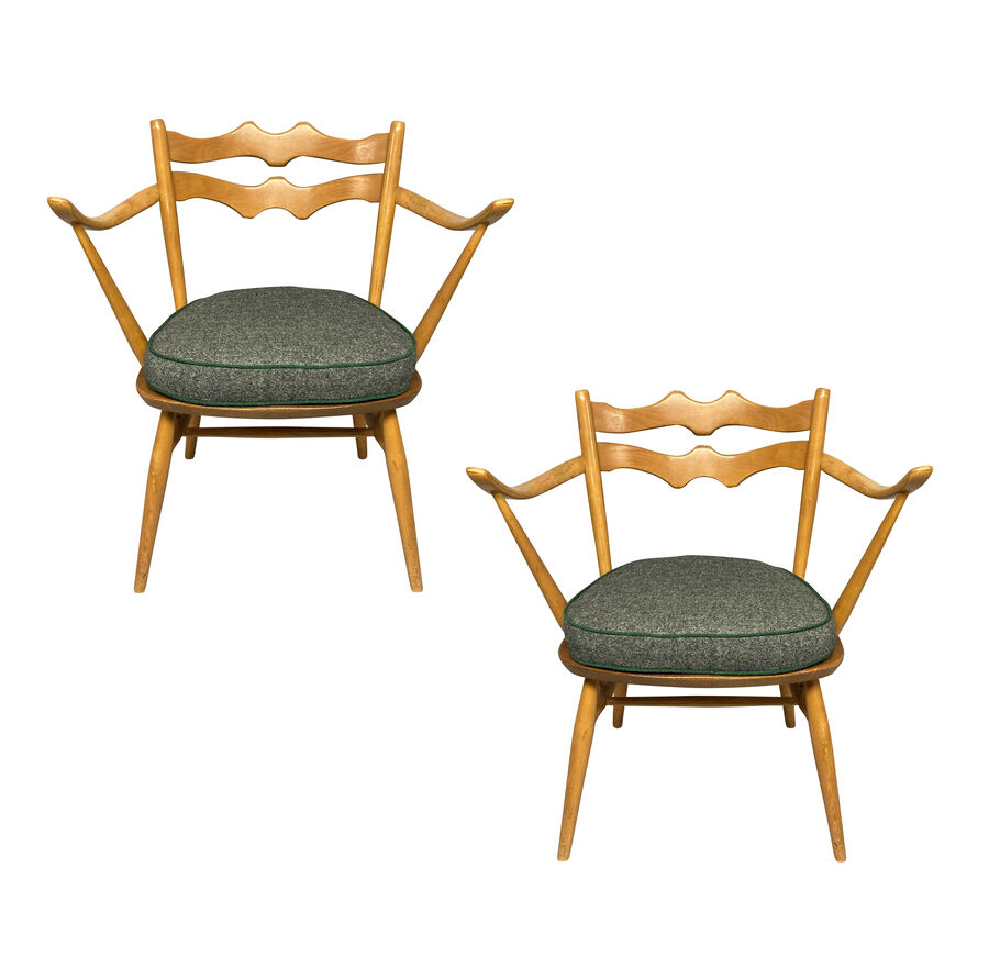 Antique A PAIR OF ENGLISH MID-CENTURY ARMCHAIRS