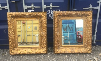 Stunning Matching Pair of Large Antique Vintage Gold Gilt Bevel Edge Mirrors