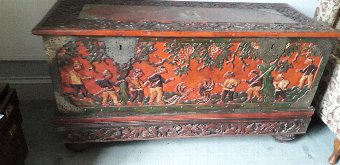 Antique Large carved Indonesian trunk