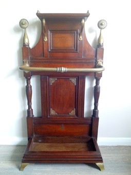 Late Victorian Walnut and Brass Mounted Hall Stand in the manner of James Shoolbred & Co