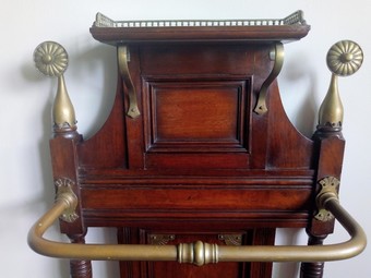 Antique Late Victorian Walnut and Brass Mounted Hall Stand in the manner of James Shoolbred & Co
