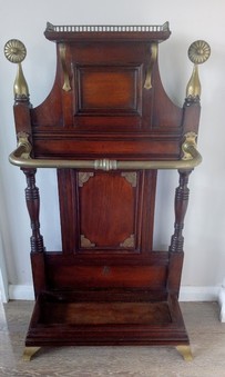 Antique Late Victorian Walnut and Brass Mounted Hall Stand in the manner of James Shoolbred & Co
