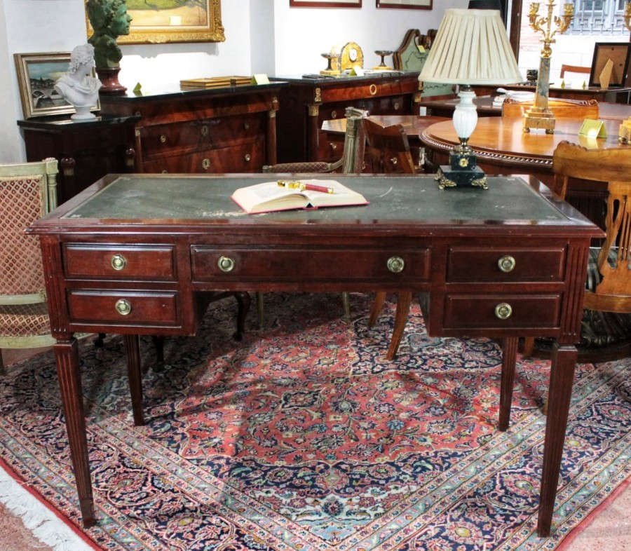 Flat Desk In Oak Louis XVI Style 20th Century
