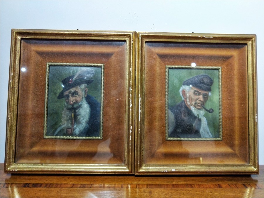 Pair Of Portraits Oil On Copper 19th Century